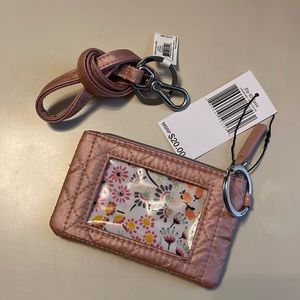 NWT Vera Bradley Rose Quartz zip ID case and lanyard